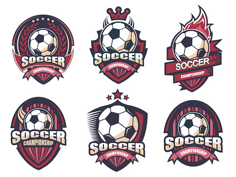 Illustration of Illustration of modern soccer symbol set .Soccer concept.