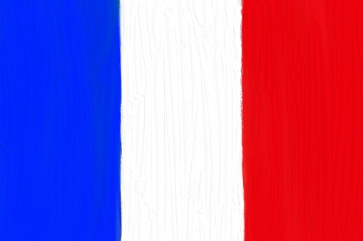 The flag of France painted digitally. Yellow and red horizontal brush strokes.