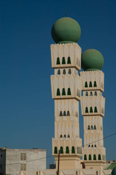 Minarets of the Grande Mosquee El Hadji Omar Al Foutiyou. stock photo