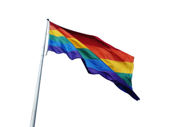 istock The gay pride rainbow flag waving on white background 1396054965