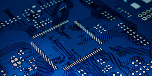 istock blue printed circuit. layout of tracks. 1396056084
