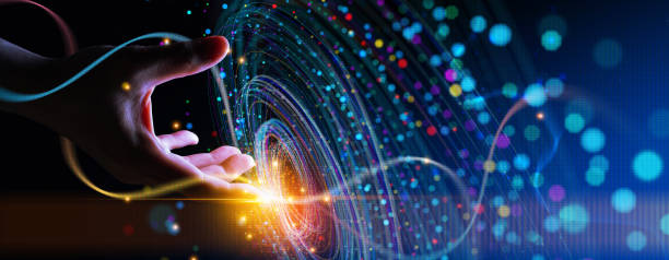 istock The metaverse universe, concept. Digital neural network.Business man hand touching Introduction of artificial intelligence. Cyberspace of future.Science and innovation of technology. 1396060323