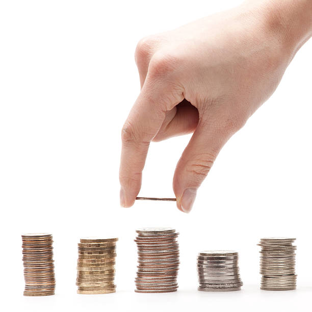 coins on white background stock photo