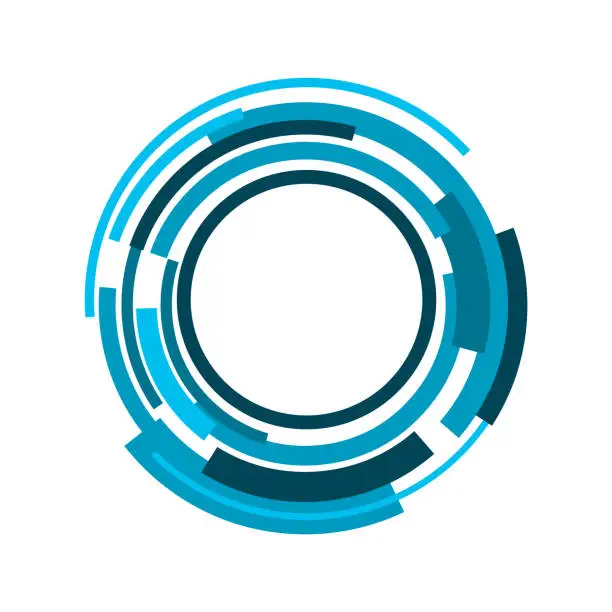 Vector illustration of Blue tech circle background element. Technology and innovation concept.