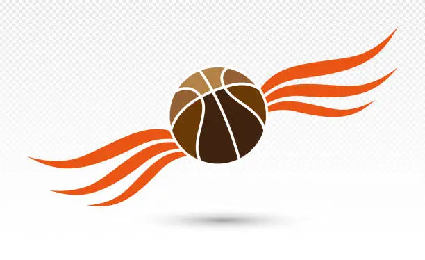 Vector illustration of Vector basketball  with wings design elements