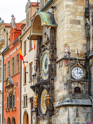 The Prague astronomical clock (Prague orloj) at the Old Town Square in Prague, Czech Republic.