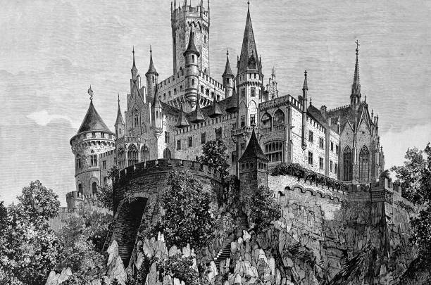 ilustraciones, imágenes clip art, dibujos animados e iconos de stock de hannover, castillo de marienburg - 1884