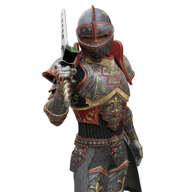 istock Medieval knight in armor isolated white background 3d illustration 1396063837