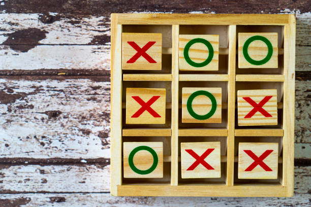 istock Tic tac toe wood made home game. 1396064610