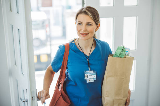 Female doctor coming home