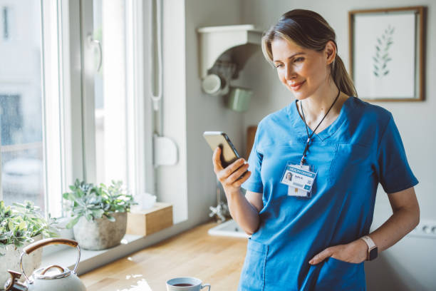 Female doctor at home