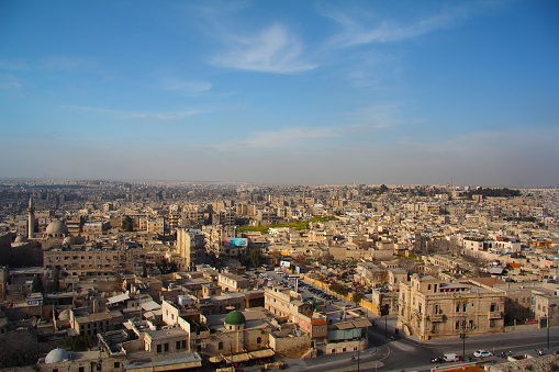 Wide angle city view, Aleppo, Syria.