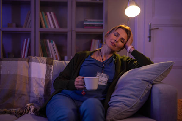 istock Female doctor at home resting 1396066673