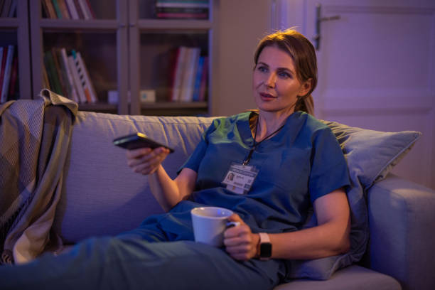 Female doctor at home resting