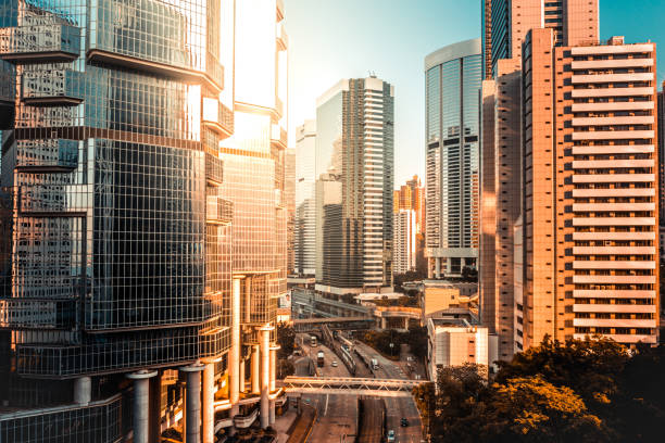 istock Reflections on glass covered corporate building 1396067326