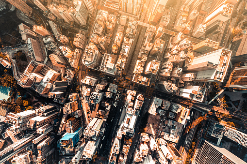 Taken from the top of the urban area with buildings in Hong Kong