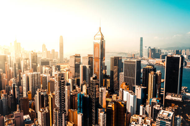 istock Sunset Over Victoria Harbor, Hong Kong 1396069643