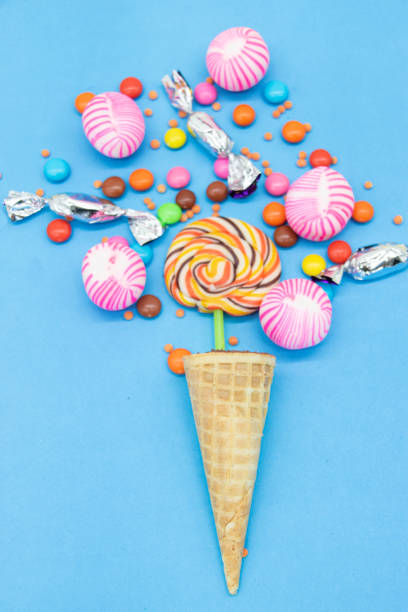 different kinds of Colorful candies isolated on background stock photo