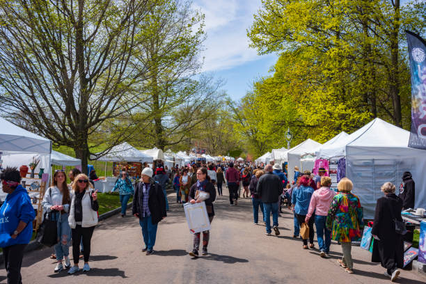 The Rochester Lilac Festival is the largest free festival where visitors can shop, hear live music, eat and explore the magnificent gardens of Highland Park. stock photo