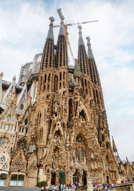 Awesome view of the Basilica de la Sagrada Familia, Barcelona stock photo