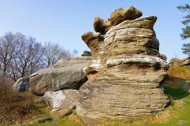 Photo of The Dancing Bear gritstone outcrop in North Yorkshire.