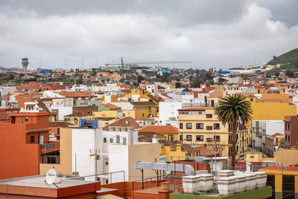 View to the mountains over La Laguna which used to be the main city on the Spanish Canary Island Tenerife
