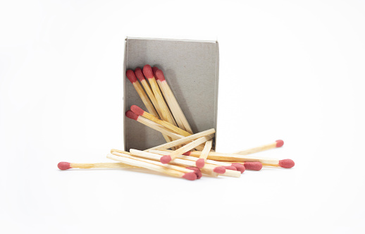 Opened Blank Box Of red Matches Isolated on White Background