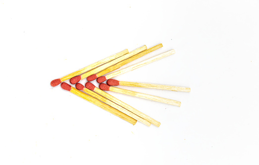 red matchstick design isolated on white background