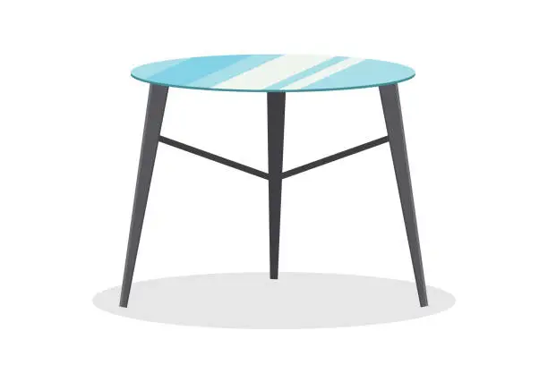 Vector illustration of metal glass table stylish modern round for kitchen or cafe