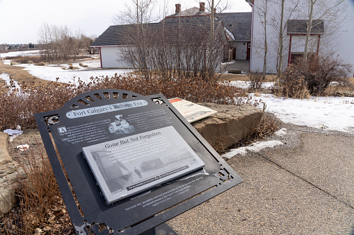 Calgary, AB, Canada - March 14 2022 : Fort Calgary National Historic Site of Canada.