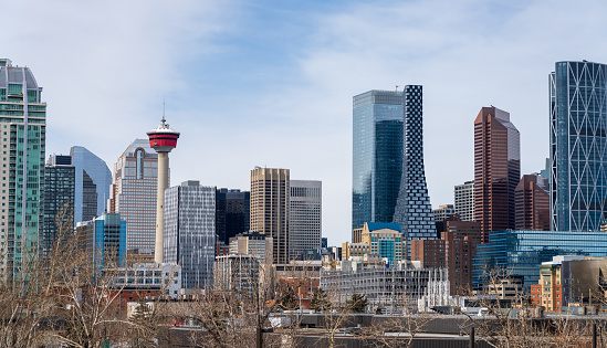 City skyline of downtown Calgary, Alberta, Canada.