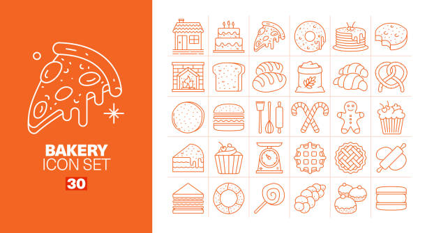 Bakery Line Icons Set vector art illustration