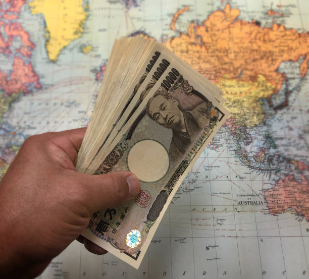 istock Material, world map, japan money 1396078496