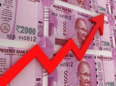 Indian rupee money finance growth chart graph