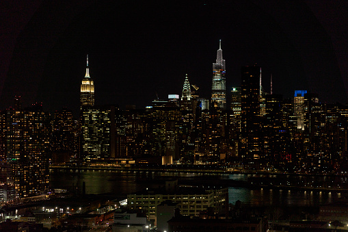 Midtown Manhattan skyline at dusk panorama over Hudson River