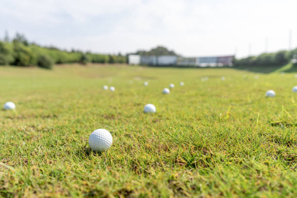 istock Golf balls are scattered on the grass 1396082348