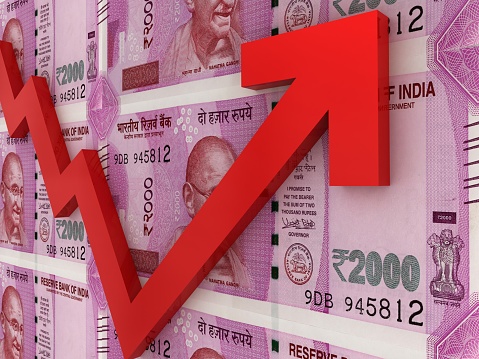 Indian rupee money finance growth chart graph