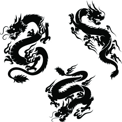 Set of 3 black dragons. Please check more dragons in my porfolio.