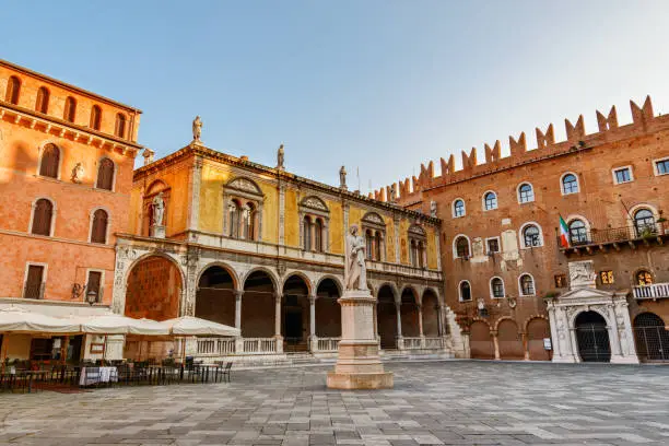 View of Piazza dei Signori in Verona, Italy. Verona is a popular tourist destination of Europe.