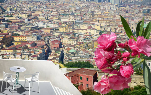 istock Top view at Naples city from restaurant terrace 1396087303