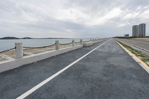 An empty road by the sea in Fujian, China