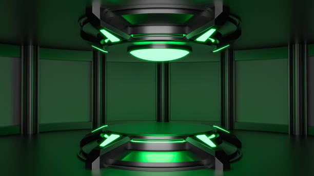 istock 3D Illustration. Empty futuristic podium for product presentation. 3d render 1396093294