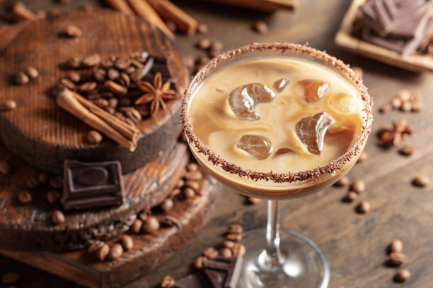 istock Cream and coffee cocktail with ice. 1396093368