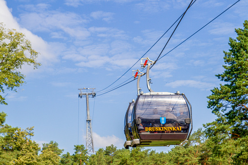 Druskininkai, Lithuania, July 26, 2018. Cable car one of most popular attraction in Druskininkai