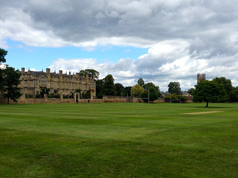 Oxford, England- August 23, 2014: The University of Oxford is one of the toppest universities in the world. Here is Christ  the lawn in Church College.