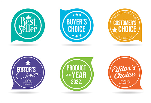 Modern  badges collection of customers editors and buyers products