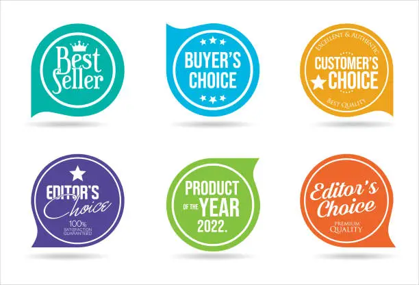 Vector illustration of Modern  badges collection of customers editors and buyers products