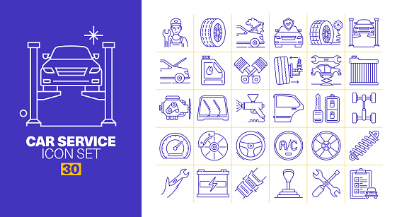 Car Service Line Icons Set