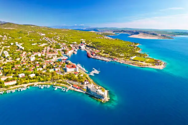 Town of Kraljevica in Kvarner bay aerial view, Adriatic coast of Croatia