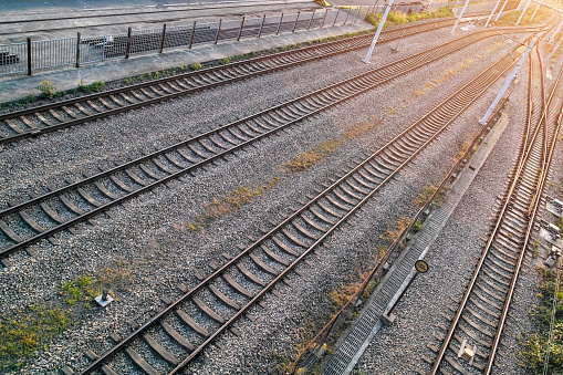 Railway tracks in the morning light